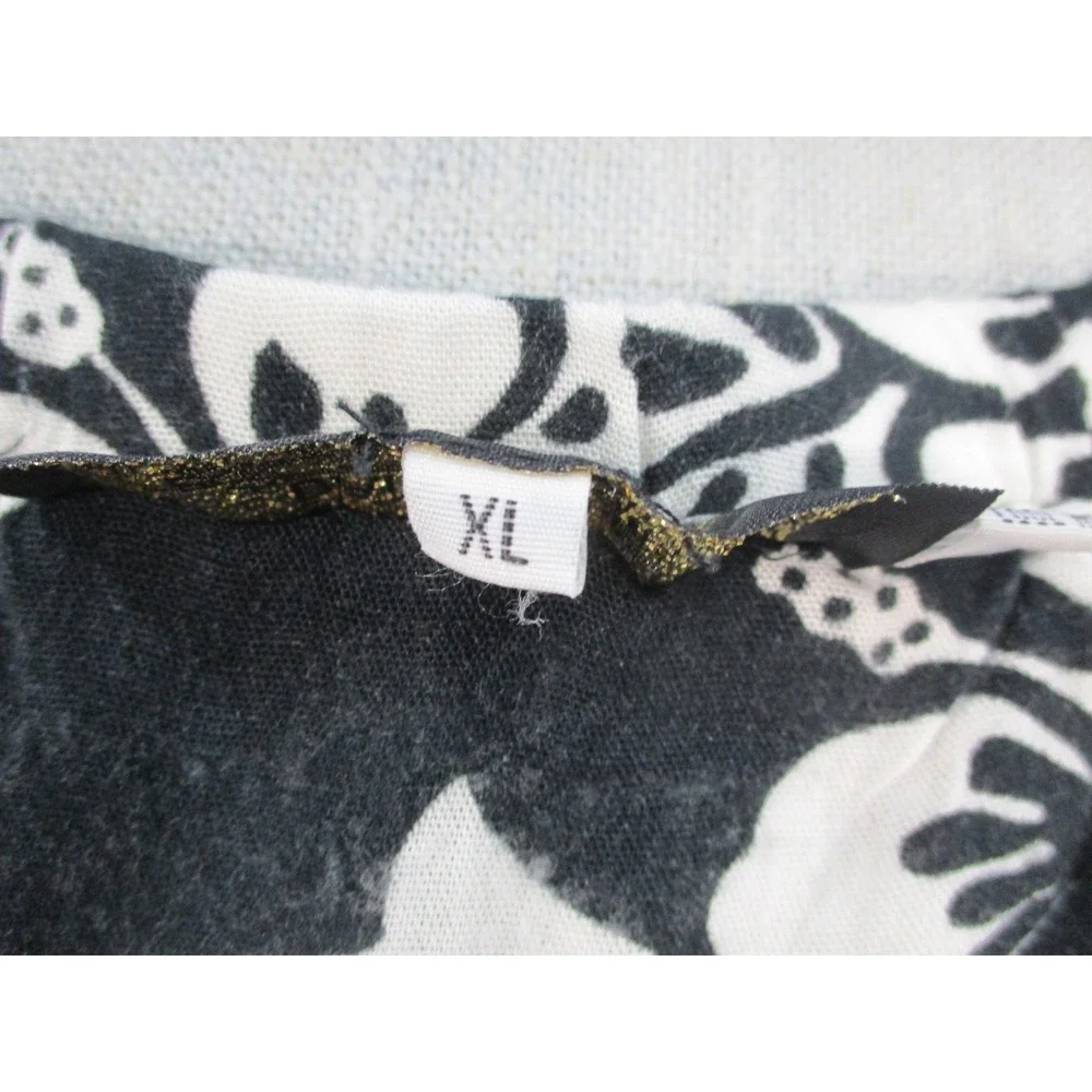 Gina‎ Gear Hawaii Skirt Womens XL Black White Hibiscus Floral Rayon Tiered Mini